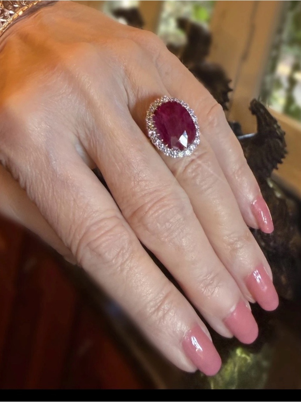 5.89ct Natural Ruby pigeon Blood Red Color 14k White Gold .78ct Diamond rings